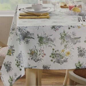 FARMHOUSE EASTERN BUNNY RABBIT SPRING BOTANICAL TABLECLOTH